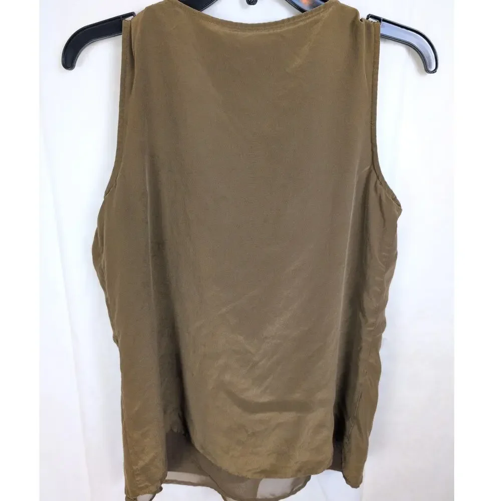 J.Crew taupe brown silk draped top Size 6 Classic Career Glam Luxe Layer Minimal